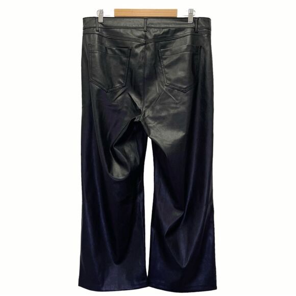 NWT Old Navy High-Waisted Faux-Leather Cropped Wide-Leg Pants in Black Size 16 - Picture 5 of 14